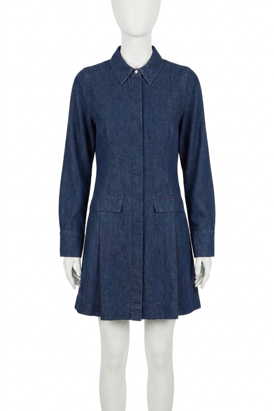NEW DEREK LAM 10 CROSBY danielle shirt denim dress in jaye